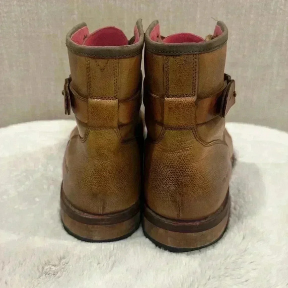 Ted Baker Men's Brown Leather Lace Up Canvas Cap Toe Lug Sole Boots Size 11 - Picture 3 of 8